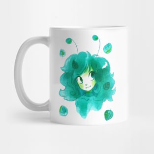 Watercolor Green Leaf Girl Mug